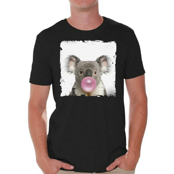Awkward Styles Lovely Koala Tshirt Koala with Pink Gum T Shirt Koala Clothes Animal T-Shirt for Men Funny Animal Gifts Koala T Shirt Cute Animal T Shirt Koala Shirt Gifts for Him Funny Men T Shirt