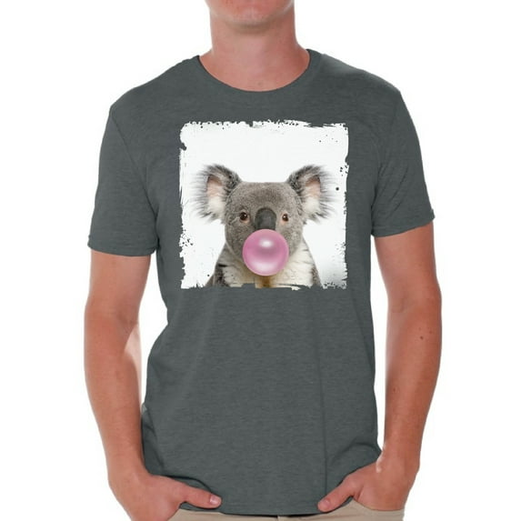 Awkward Styles Lovely Koala Tshirt Koala with Pink Gum T Shirt Koala Clothes Animal T-Shirt for Men Funny Animal Gifts Koala T Shirt Cute Animal T Shirt Koala Shirt Gifts for Him Funny Men T Shirt
