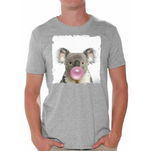 Awkward Styles Lovely Koala Tshirt Koala with Pink Gum T Shirt Koala Clothes Animal T-Shirt for Men Funny Animal Gifts Koala T Shirt Cute Animal T Shirt Koala Shirt Gifts for Him Funny Men T Shirt