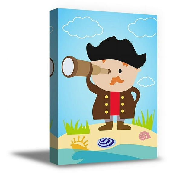 Awkward Styles Lovely Pirates Illustration Pirate Canvas Print Kids Room Wall Art Marine Picture Kids Play Room Wall Art Funny Pirates Art Newborn Baby Room Wall Decor Pirates Wallpapers Made in USA
