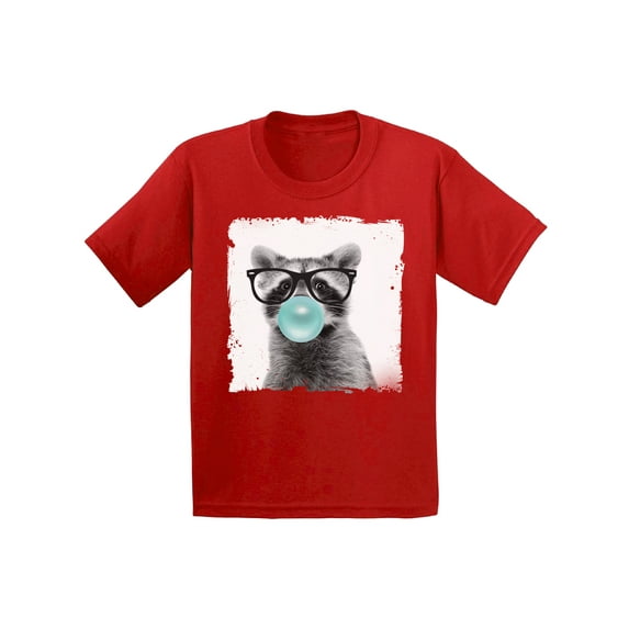 Awkward Styles Lovely Shirts for Kids Animal Youth Shirt Cute Animal Lovers Clothes Kids T Shirt Gifts for Kids Raccoon Clothing Childrens Outfit Cute Raccoon Chewing Gum Shirt Raccoon Lovers