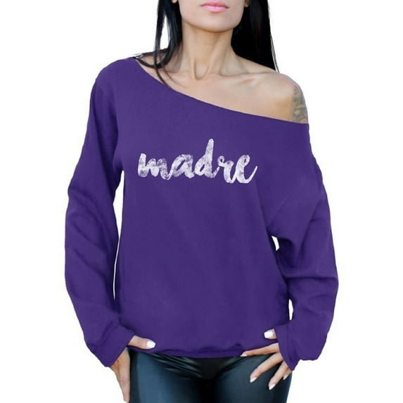Awkward Styles Madre Sweater for Her Madre Oversized Clothes Mexican Off The Shoulder Sweatshirt Madre Off Shoulder Sweaters for Women Mexican Collection for Ladies Best Mom Sweater Mexican Gifts