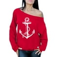 thumbnail image 1 of Awkward Styles Marine Sweater for Girls Anchor Off The Shoulder Sweatshirt for Women Gifts for Her Themed Party Cute Gifts for Anchor Crewneck for Girlfriend Captain Off Shoulder Sweatshirt for Ladies, 1 of 4