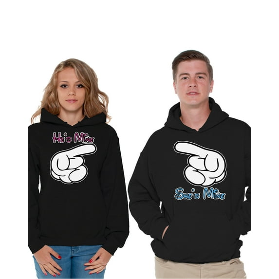 Awkward Styles Matching Boyfriend Girlfriend Couple Hoodies He's Mine Sweatshirt for Women She's Mine Sweater for Men Matching Husband Wife Couples Sweaters Valentine's Day Cute Anniversary Gifts