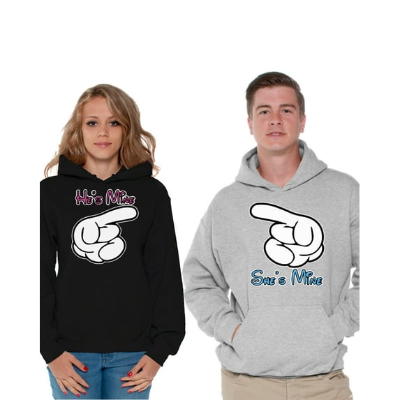 Awkward Styles Matching Boyfriend Girlfriend Couple Hoodies He's Mine Sweatshirt for Women She's Mine Sweater for Men Matching Husband Wife Couples Sweaters Valentine's Day Cute Anniversary Gifts