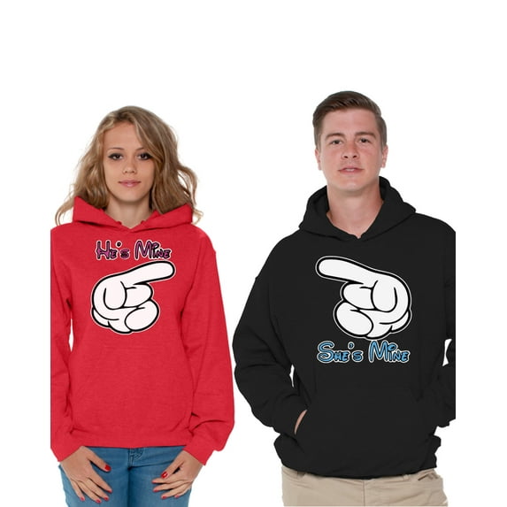 Awkward Styles Matching Boyfriend Girlfriend Couple Hoodies He's Mine Sweatshirt for Women She's Mine Sweater for Men Matching Husband Wife Couples Sweaters Valentine's Day Cute Anniversary Gifts