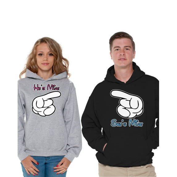 Awkward Styles Matching Boyfriend Girlfriend Couple Hoodies He's Mine Sweatshirt for Women She's Mine Sweater for Men Matching Husband Wife Couples Sweaters Valentine's Day Cute Anniversary Gifts