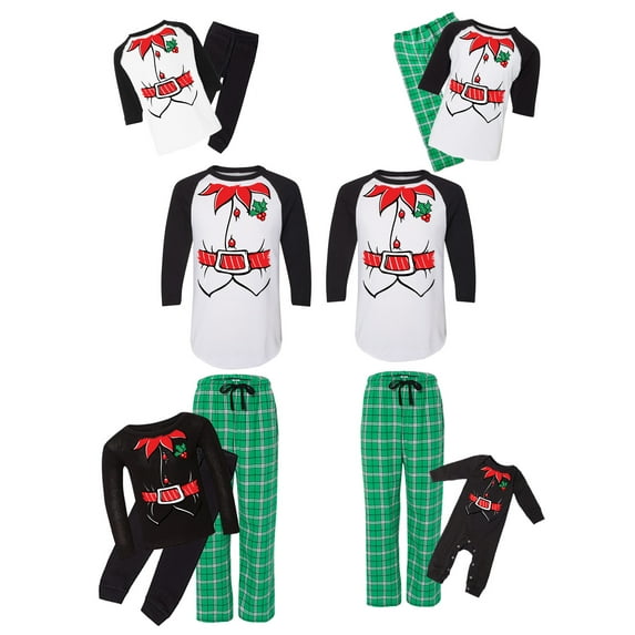 Awkward Styles Matching Christmas Pajamas Set Green Cute Elf Family Sleepwear