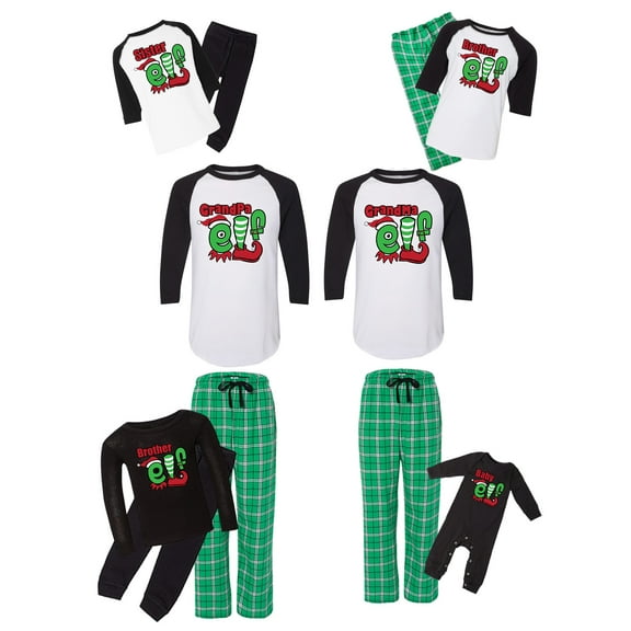 Awkward Styles Matching Christmas Pajamas Set Green Funny Elfs Squad Family Sleepwear