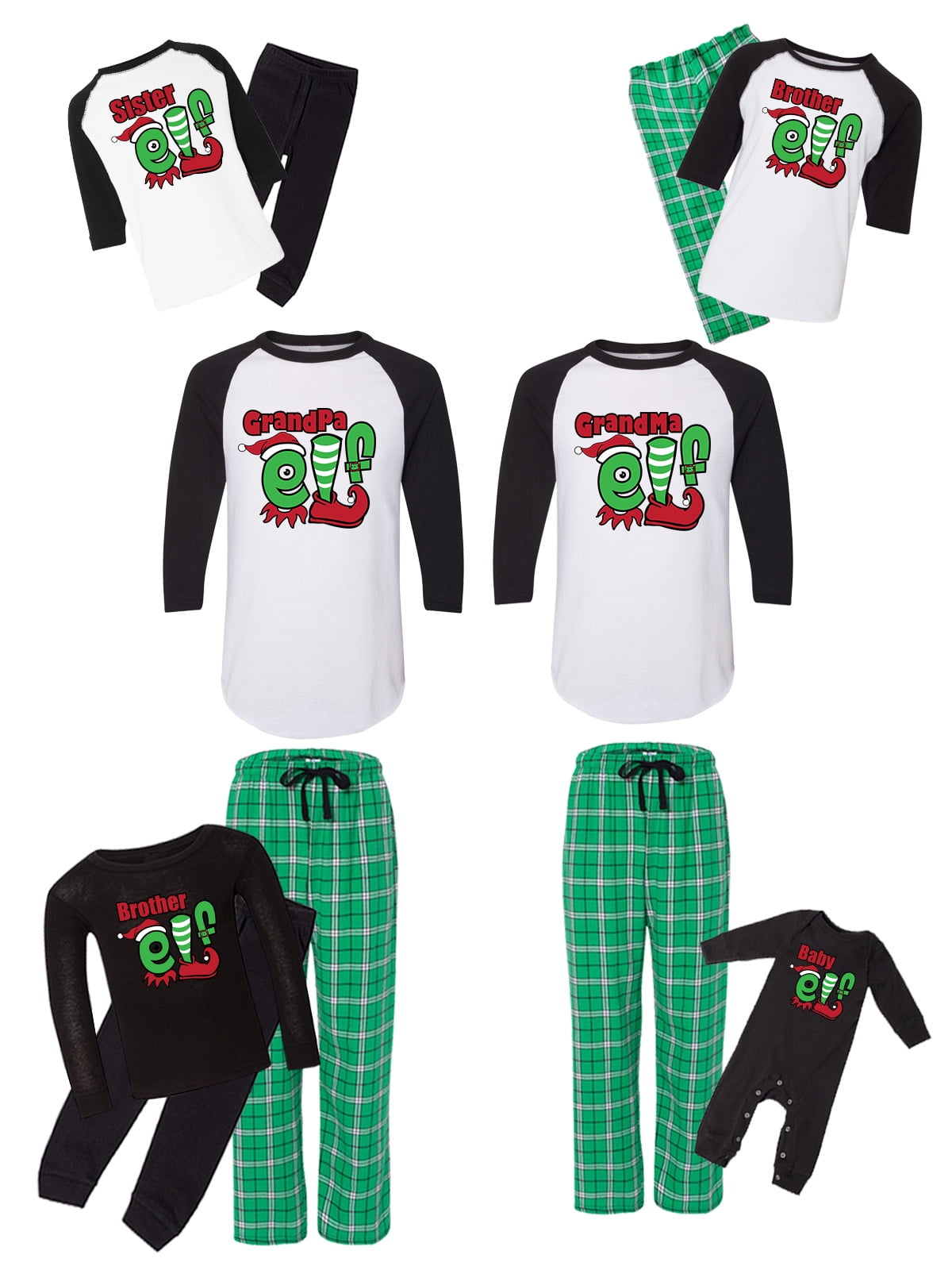 Awkward Styles Matching Christmas Pajamas Set Green Santa Squad Elfs Family Sleepwear