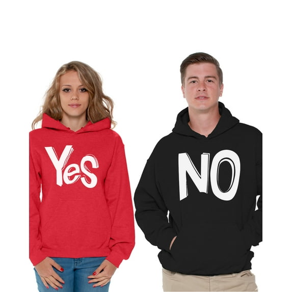 Awkward Styles Matching Couple Hoodies Yes No Sweaters for Couple Valentines Day Gift Ideas for Couples Boyfriend Sweatshirt Girlfriend Sweatshirt Funny Engagement Bride Groom Couples Sweatshirts