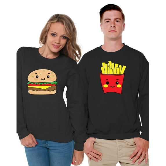 Awkward Styles Matching Couple Sweatshirts for Valentine's Day Funny Burger and Fries Sweater for Couples 2019 Valentine's Day Gifts for Girlfriend Funny Gifts for Boyfriend Cute Couples Sweatshirts