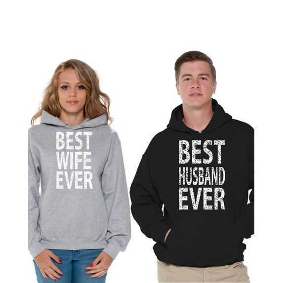 Awkward Styles Matching Husband Wife Couple Hoodies Best Husband Ever Sweater Best Wife Ever Sweatshirt Happy Valentines Day Gift for Couples Wife and Husband Couple Hoodies Anniversary Couple Gifts
