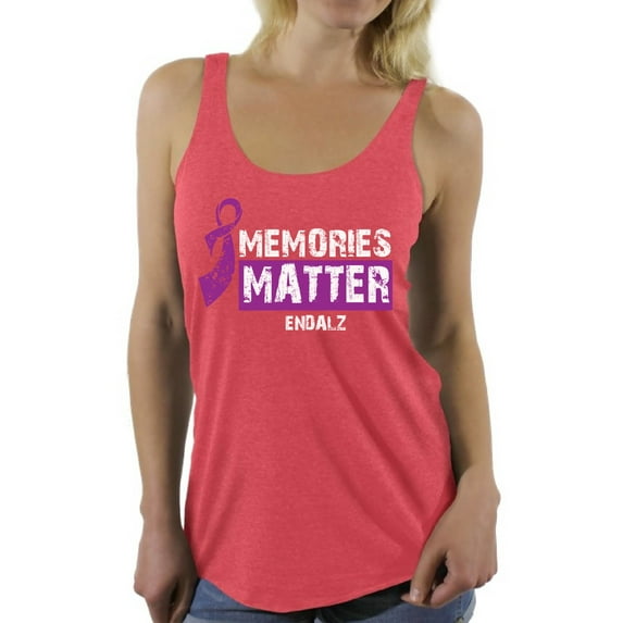 Awkward Styles Memories Matter Racerback Tank for Ladies Alzheimers Awareness Clothes for Women Endalz Tanks Alzheimer Tshirt Endalz Gifts Alzheimers Awareness Shirts Endalz Clothing Collection