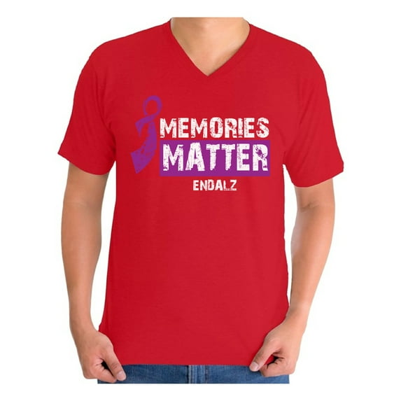 Awkward Styles Memories Matter V Neck Shirt for Men Alzheimer Awareness Shirts Endalz Clothes Alzheimer T-Shirt for Husband Alzheimers Awareness Gifts Endalz Shirts Alzheimer Clothing for Men