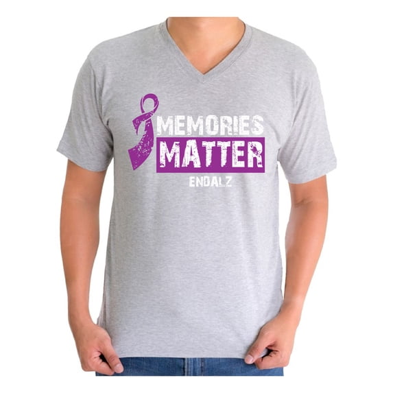 Awkward Styles Memories Matter V Neck Shirt for Men Alzheimer Awareness Shirts Endalz Clothes Alzheimer T-Shirt for Husband Alzheimers Awareness Gifts Endalz Shirts Alzheimer Clothing for Men