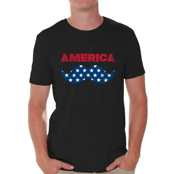Awkward Styles Men's America Patriotic Mustache Graphic T-shirt Tops USA Independence Day 4th of July