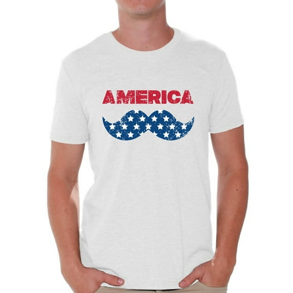 Awkward Styles Men's America Patriotic Mustache Graphic T-shirt Tops USA Independence Day 4th of July