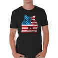 thumbnail image 1 of Awkward Styles Men's American Flag Cat Graphic T-shirt Tops USA Flag Cat Independence Day 4th of July, 1 of 4