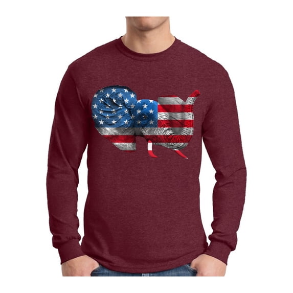 Awkward Styles Men's American Flag Cute Elephant Graphic Long Sleeve T-shirt Tops 4th Of July Party USA Flag