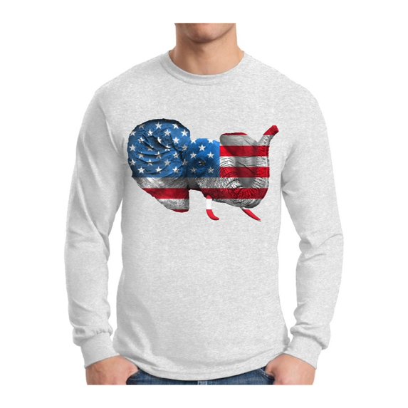 Awkward Styles Men's American Flag Cute Elephant Graphic Long Sleeve T-shirt Tops 4th Of July Party USA Flag