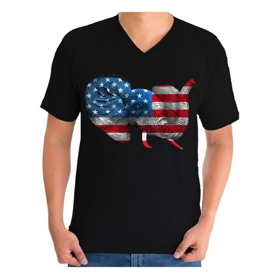 Awkward Styles Men's American Flag Cute Elephant Graphic V-neck T-shirt Tops 4th Of July Party USA Flag