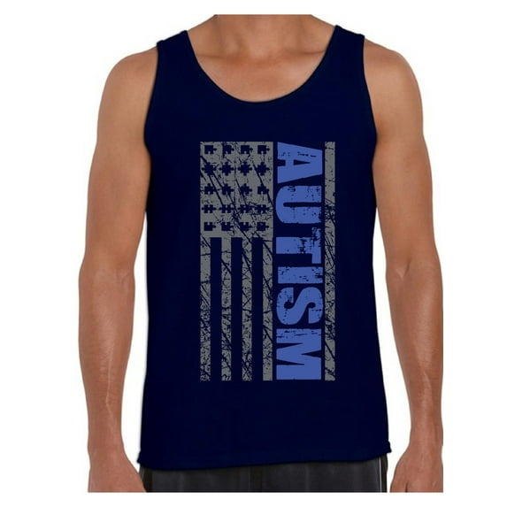 Awkward Styles Men's Autism Awareness American Flag Graphic Tank Tops