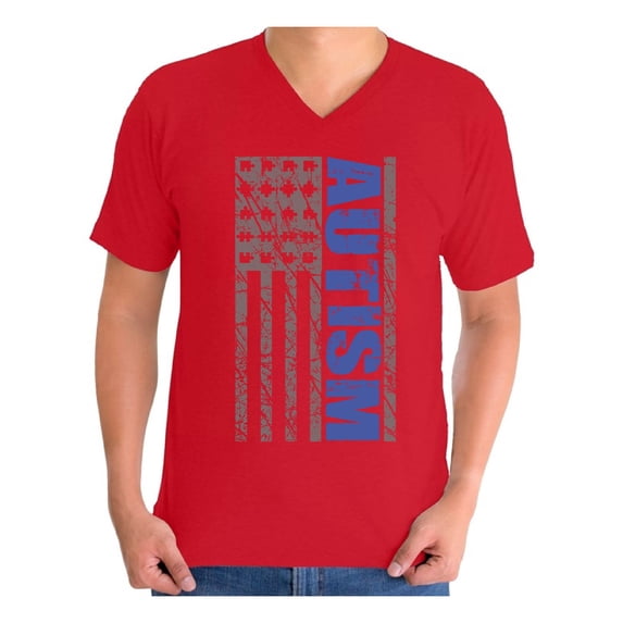 Awkward Styles Men's Autism Awareness American Flag Graphic V-neck T-shirt Tops