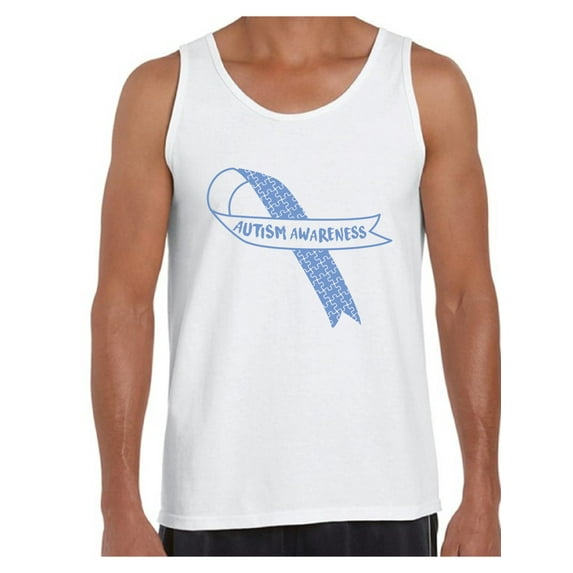 Awkward Styles Men's Autism Awareness Blue Ribbon Graphic Tank Tops Autistic Support