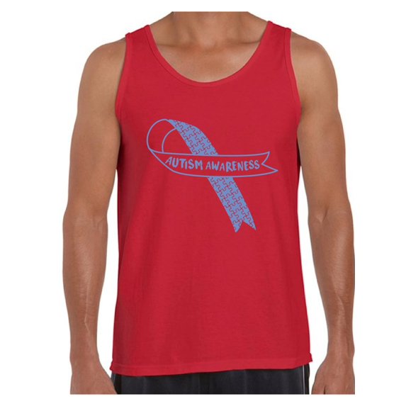 Awkward Styles Men's Autism Awareness Blue Ribbon Graphic Tank Tops Autistic Support