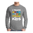 thumbnail image 1 of Awkward Styles Men's Autism Awareness Puzzle Graphic Long Sleeve T-shirt Tops I Teach Awesome Kids, 1 of 4