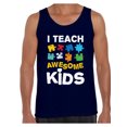 thumbnail image 1 of Awkward Styles Men's Autism Awareness Puzzle Graphic Tank Tops I Teach Awesome Kids, 1 of 4