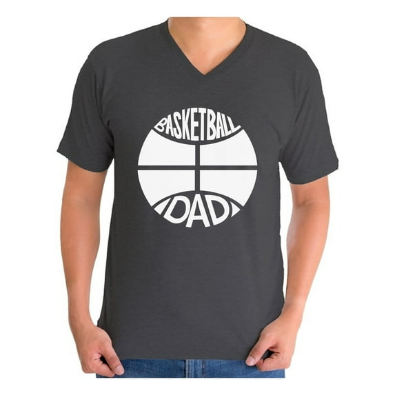 Awkward Styles Men's Basketball Dad Graphic V-neck T-shirt Tops White Cool Sport Gift for Daddy Father`s Day