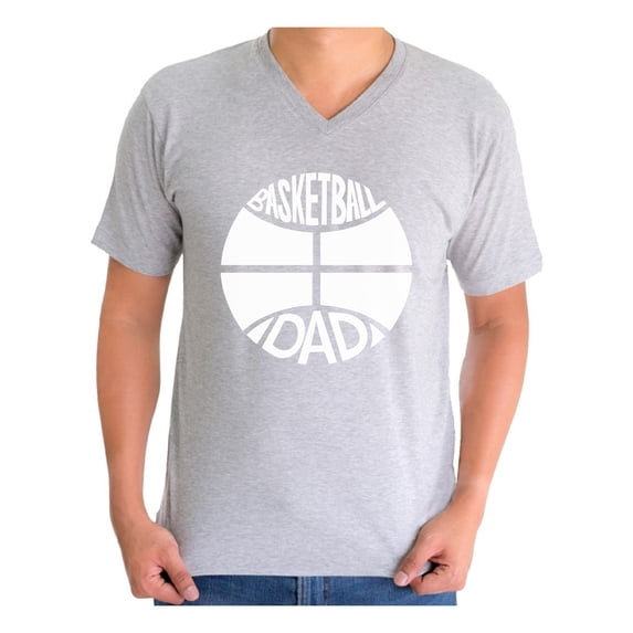 Awkward Styles Men's Basketball Dad Graphic V-neck T-shirt Tops White Cool Sport Gift for Daddy Father`s Day