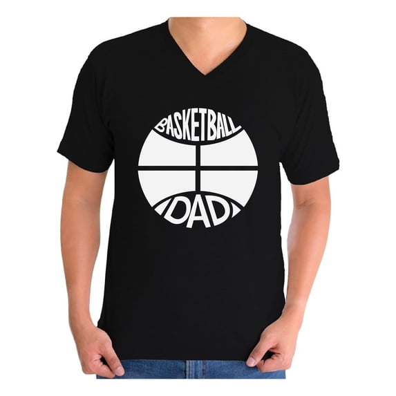 Awkward Styles Men's Basketball Dad Graphic V-neck T-shirt Tops White Cool Sport Gift for Daddy Father`s Day
