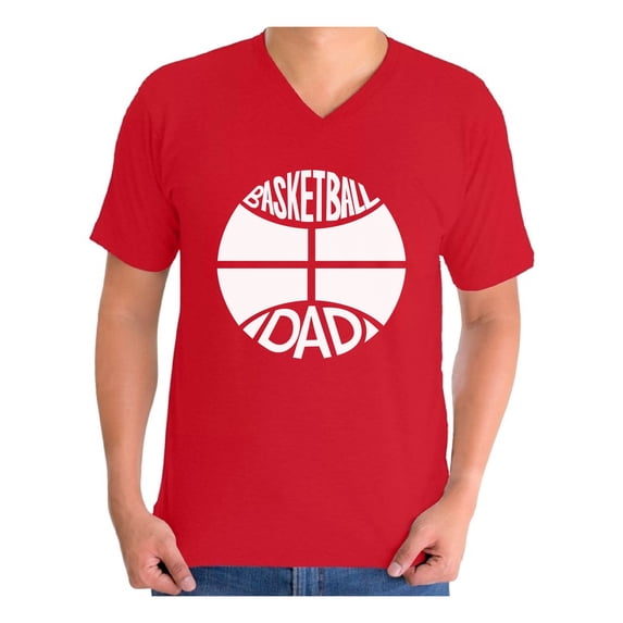 Awkward Styles Men's Basketball Dad Graphic V-neck T-shirt Tops White Cool Sport Gift for Daddy Father`s Day