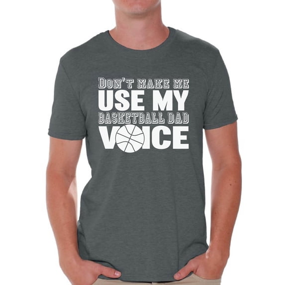 Awkward Styles Men's Basketball Dad Voice Cute Father`s Graphic T-shirt Tops White Basketball Dad Gift