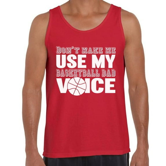 Awkward Styles Men's Basketball Dad Voice Cute Father`s Graphic Tank Tops White Basketball Dad Gift