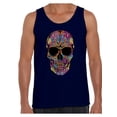 thumbnail image 1 of Awkward Styles Men's Black Flowered Skull Graphic Tank Tops Floral Sugar Skull Day of Dead, 1 of 4
