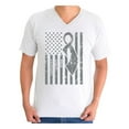 thumbnail image 1 of Awkward Styles Men's Brain Cancer Awareness Graphic V-neck T-shirt Tops Gray Ribbon, 1 of 4