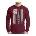 thumbnail image 1 of Awkward Styles Men's Brain Cancer Graphic Long Sleeve T-shirt Tops Distressed American Flag Fight Gray Ribbon, 1 of 4