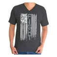thumbnail image 1 of Awkward Styles Men's Brain Cancer Graphic V-neck T-shirt Tops Distressed American Flag Fight Gray Ribbon, 1 of 4