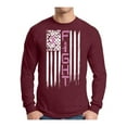 thumbnail image 1 of Awkward Styles Men's Breast Cancer American Flag Distressed Graphic Long Sleeve T-shirt Tops Fight Pink Ribbon, 1 of 4