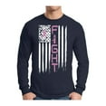 thumbnail image 1 of Awkward Styles Men's Breast Cancer American Flag Distressed Graphic Long Sleeve T-shirt Tops Fight Pink Ribbon, 1 of 4