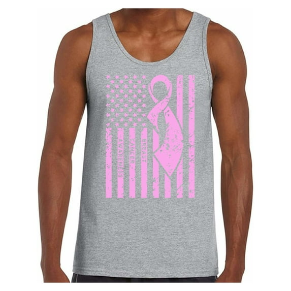 Awkward Styles Men's Breast Cancer Awareness Graphic Tank Tops Pink Ribbon