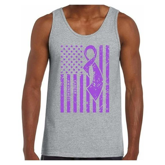 Awkward Styles Men's Cancer Awareness Graphic Tank Tops Purple Ribbon