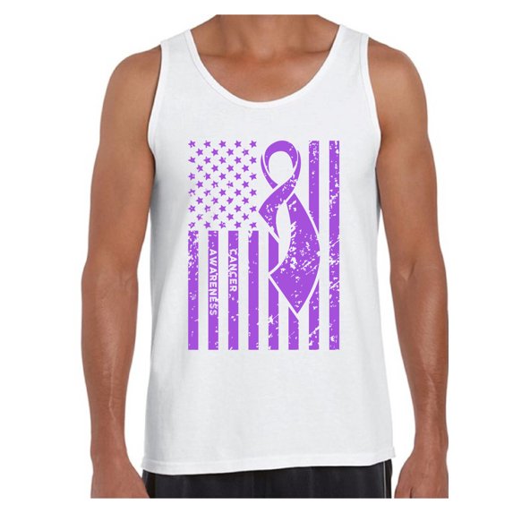 Awkward Styles Men's Cancer Awareness Graphic Tank Tops Purple Ribbon
