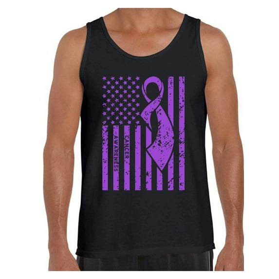 Awkward Styles Men's Cancer Awareness Graphic Tank Tops Purple Ribbon