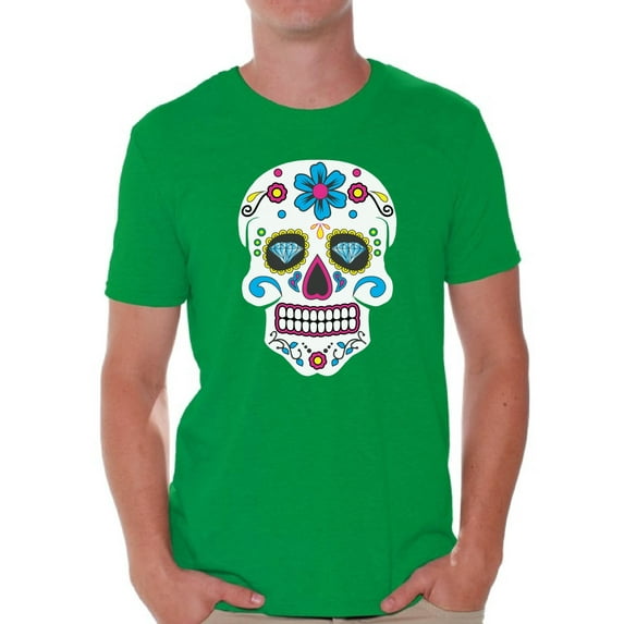 Awkward Styles Men's Colorful Skull Graphic T-shirt Tops Candy Skull Dia De Los Muertos