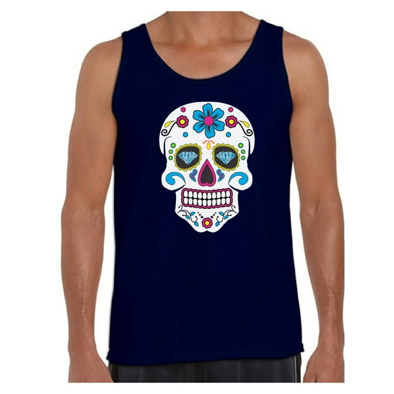 Awkward Styles Men's Colorful Skull Graphic Tank Tops Candy Skull Dia De Los Muertos